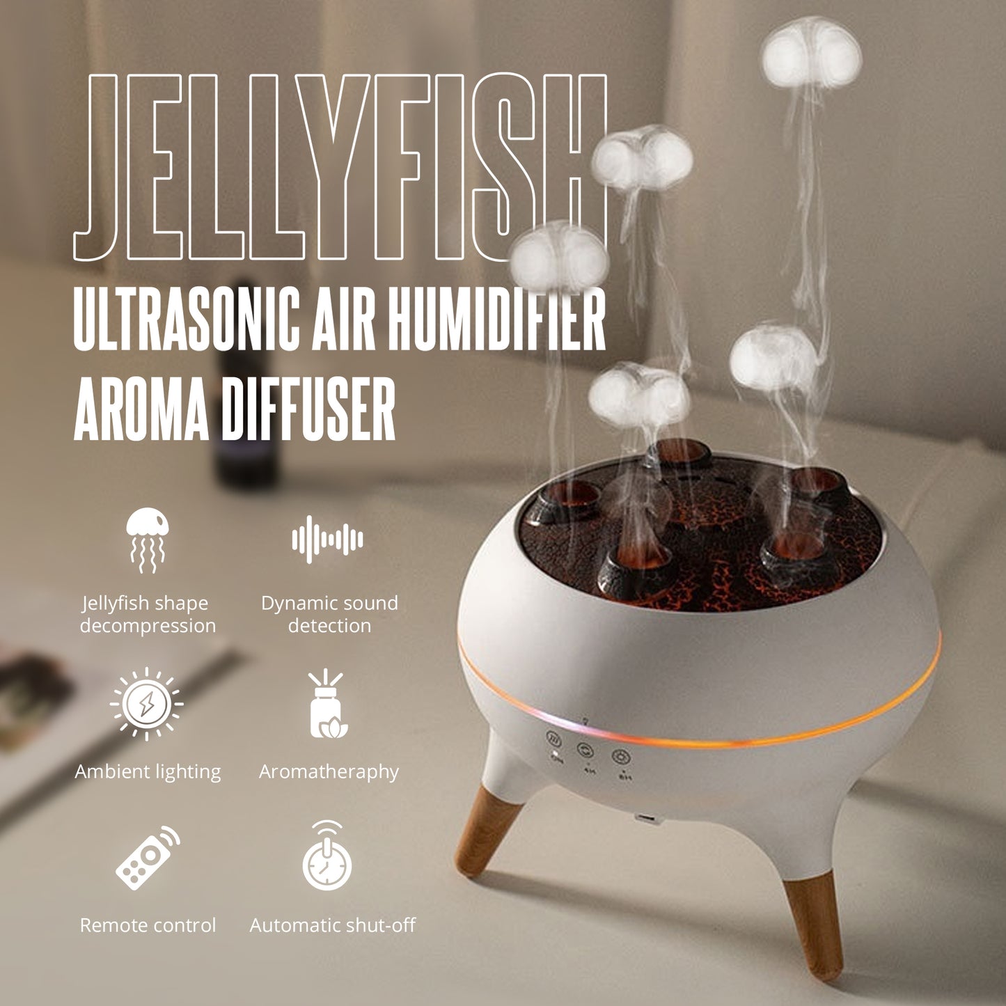 StockwellGoods™ Jellyfish Ultrasonic Air Humidifier & Aroma Diffuser